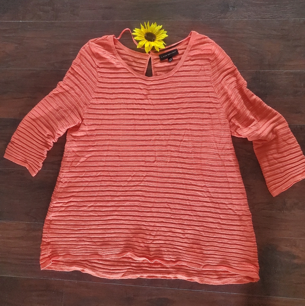 LANE BRYANT SALMON PINK CREW SWEATER - Picture 5 of 10